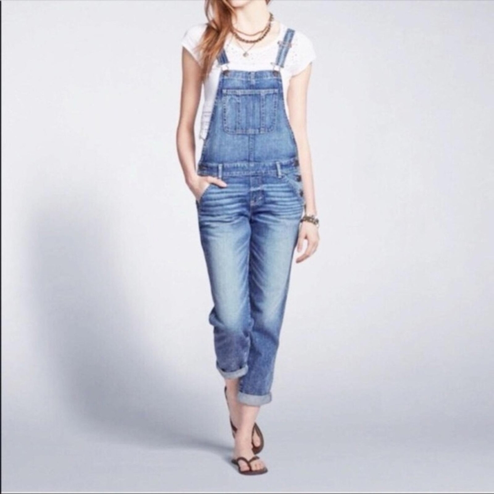 Abercrombie & Fitch Allie Boyfriend Overalls Denim Bib Women Sz M